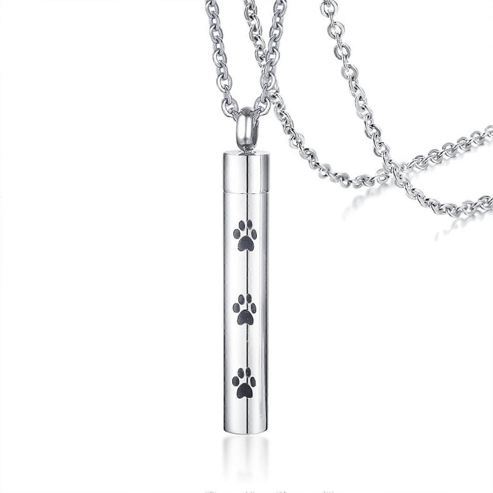 European and beautiful jewelry titanium steel paw print ashes pendant can be opened steel color women amulet Memory necklace