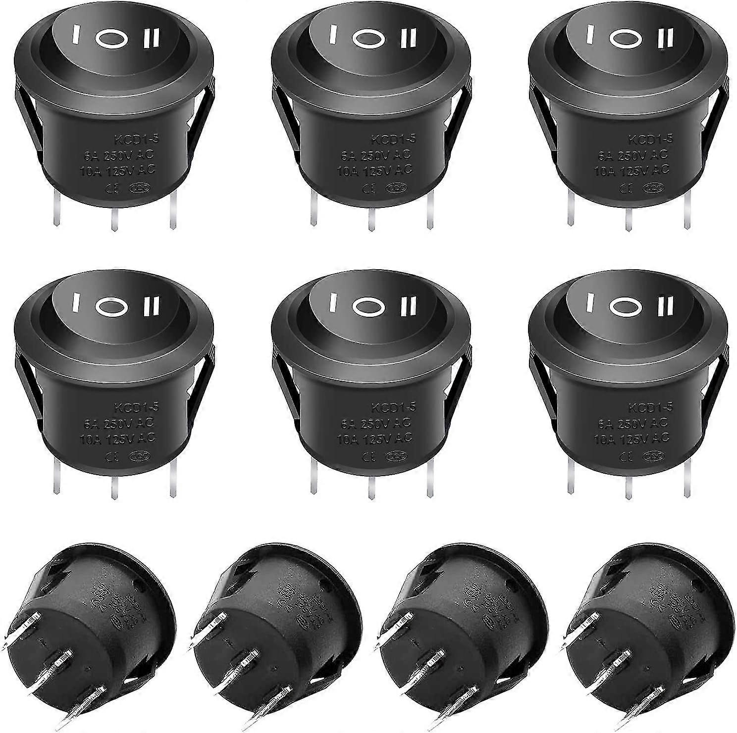 10pcs Toggle Switch Black Ac 250v/6a, 125v/10a On/off/on Spdt, 3position Mini