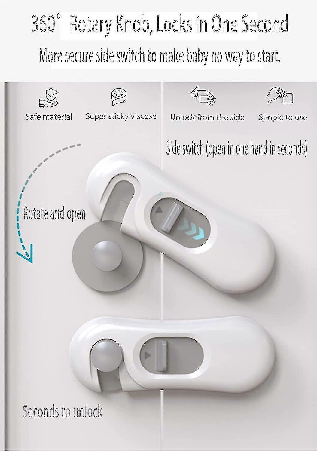 6 Pack Cupboard Locks For Children,child Safety Strap Locks Easy Install Without