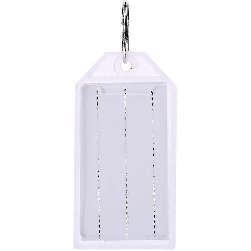 50 Pack White Plastic Key Tags With Split Ring Holder Label Window Luggage Label Tags Key Ring Keych CUS