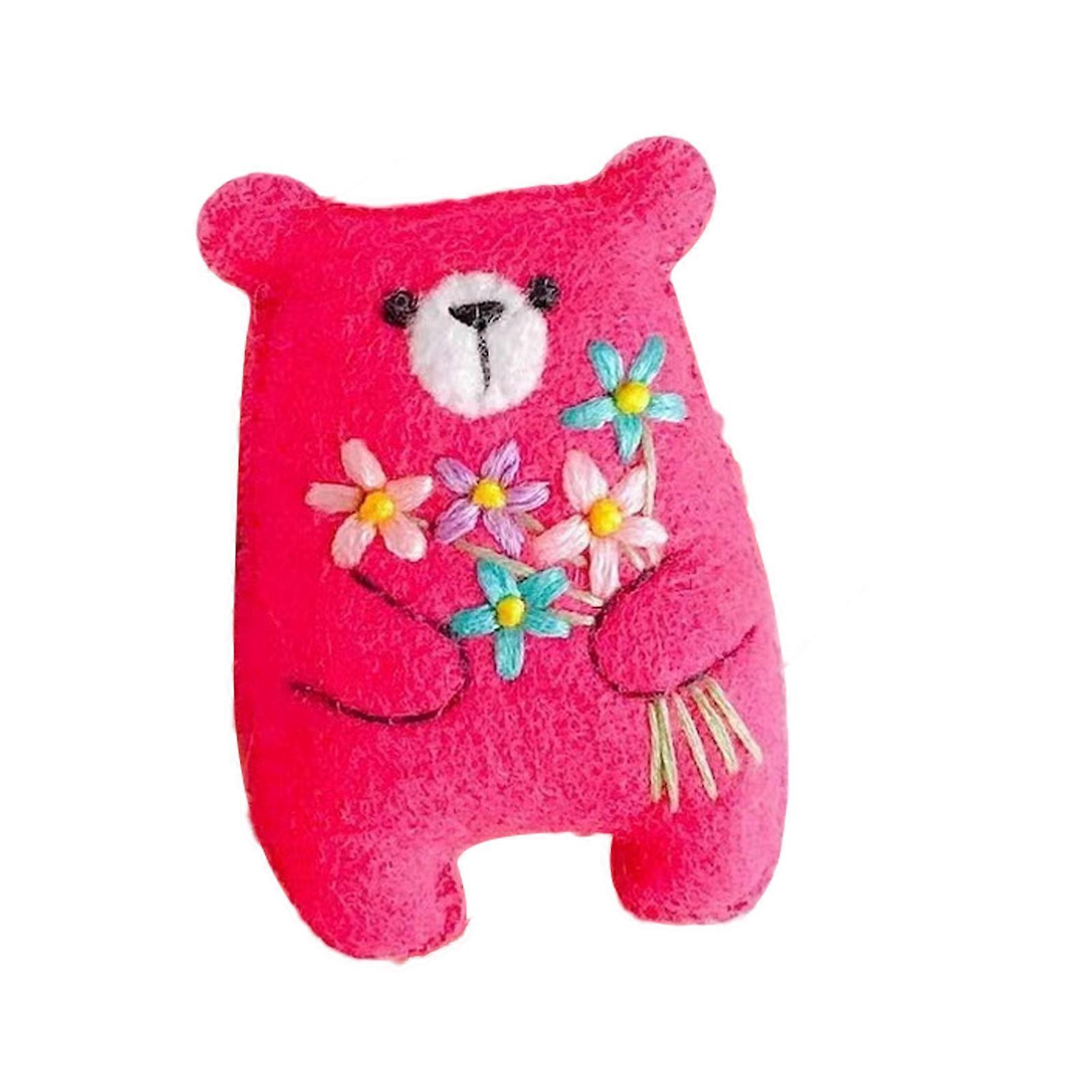 Pocket Hug Flower Bear Doll Handmade Felt Floral Bouquet Little Bear Plushie Toy Desktop Decoration Ornament Birthday Christmas Present