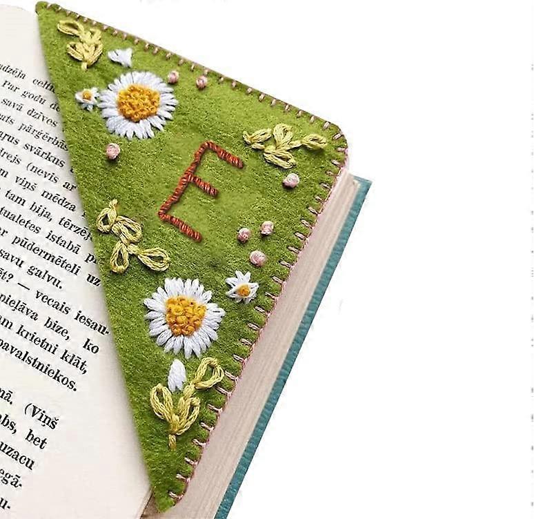 (Green) Personalized Hand Embroidered Corner Bookmark
