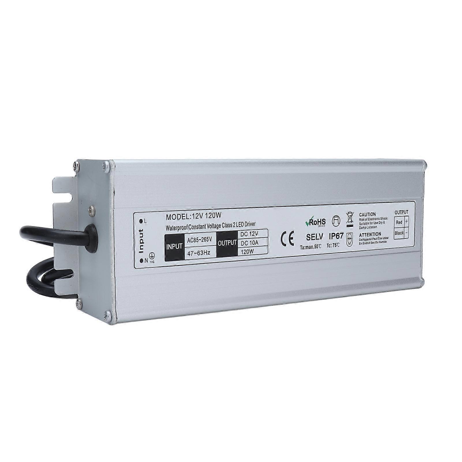 LED Driver Waterproof IP67 Constant Voltage Power Supply Transformer Adapter 120W AC85?265VUS Plug 12V 0-10A Output