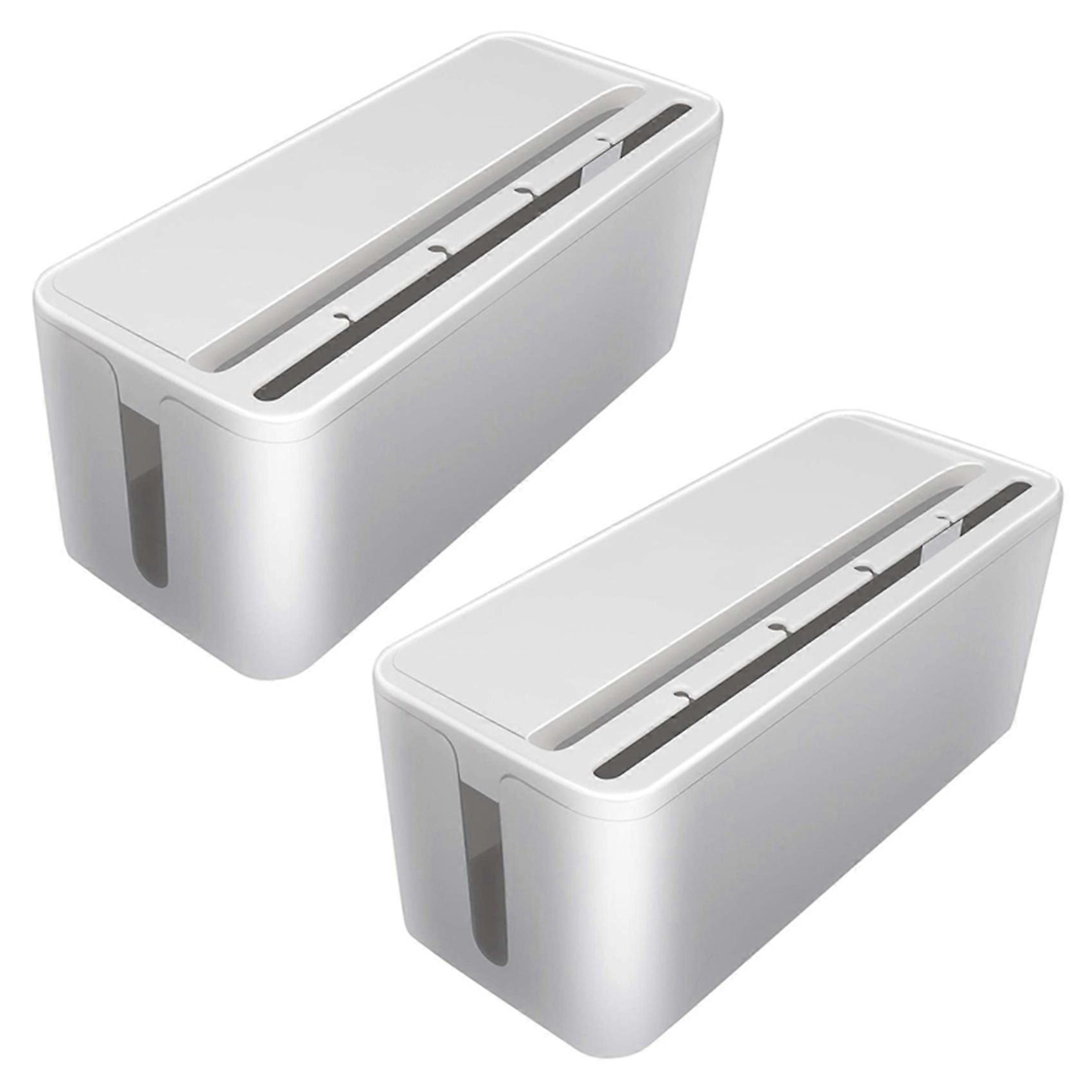 2X Cable Management Box, ABS Cable Organizer Cord Hider Box, Computer Power Lines, Route Cables, Un
