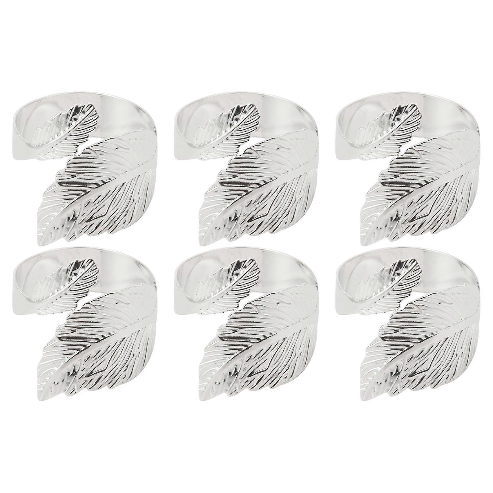 Leaf Napkin Rings Set of 6,Leaves Napkin Rings for Table Setting,Metal Leaf Napkin Holder Rings for