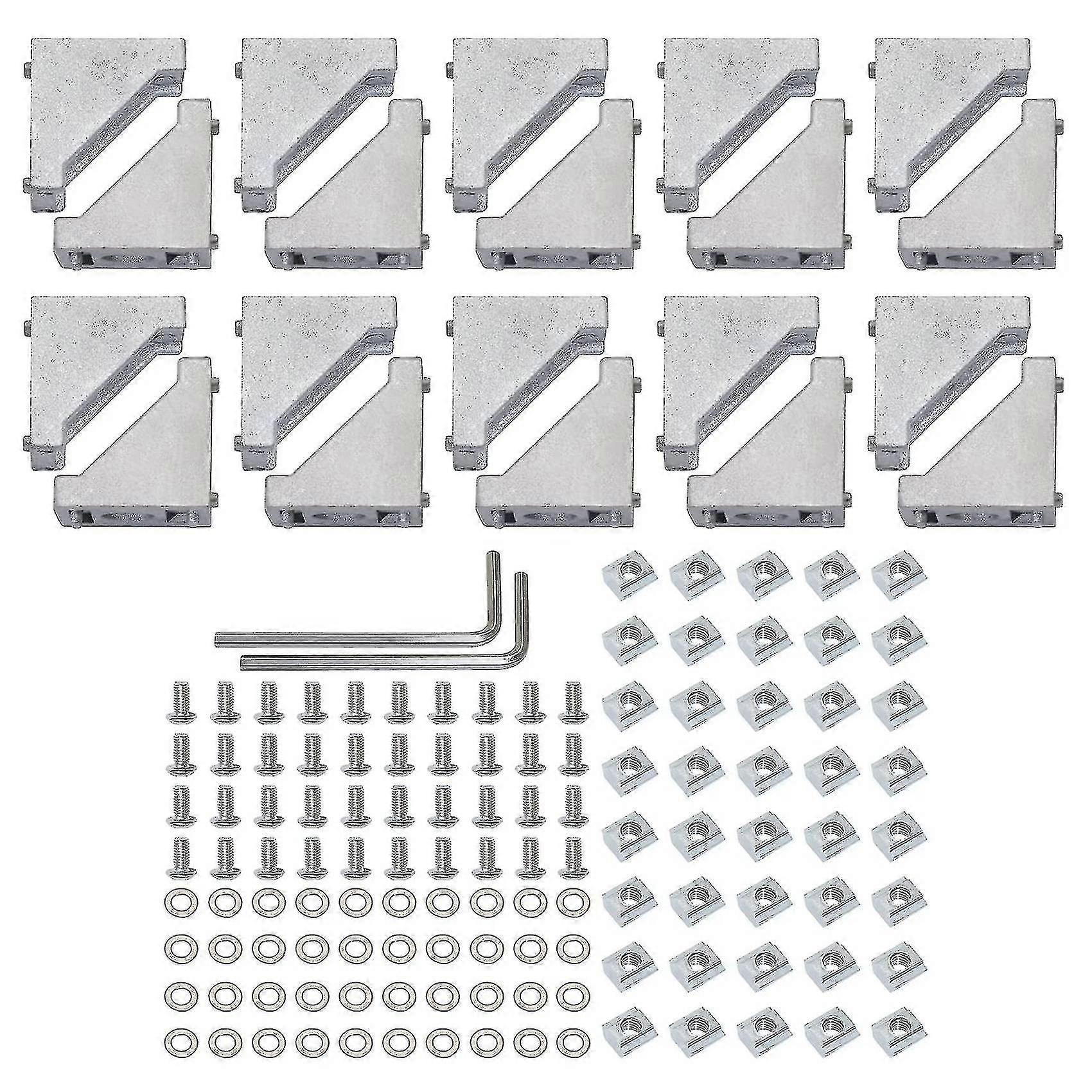20sets Corner Bracket Kit Sliding Nuts Washers For Slot 6mm 20s