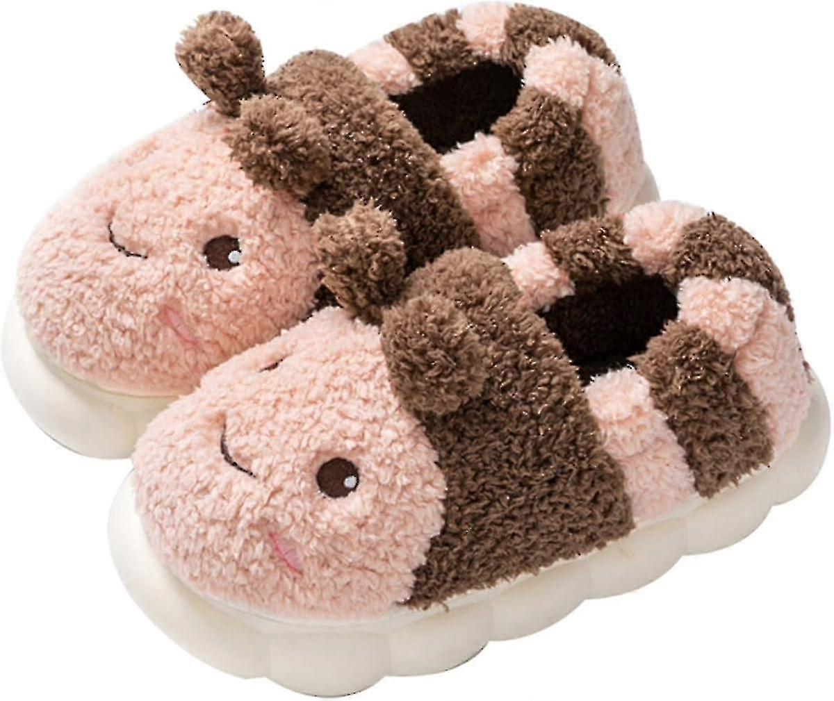 Kvinnors söta djurbi tofflor varmt minneskum bomull mysig mjuk fleece plysch hem vinter tofflor