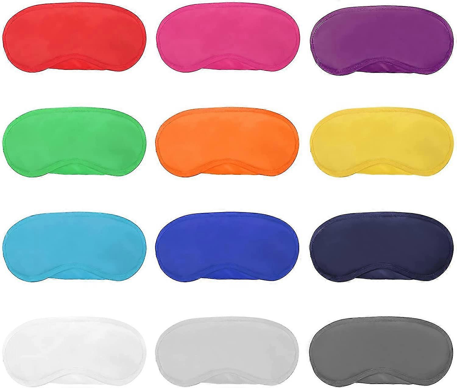 12 Pieces Multicolor Eye Mask Cover Lightweight Blindfold Sleep Mask With Nose Pad And Elastic Straps For Kids Women Men, 12 Colors