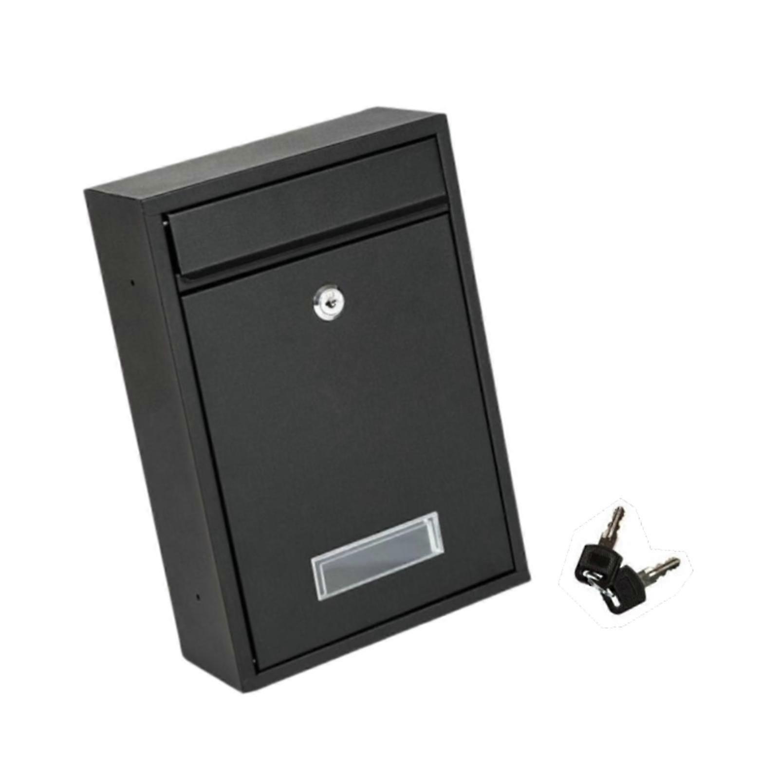 Wall Mount Mailbox Lockable Mail Insertion Letterbox for Outdoor Gate Office Black