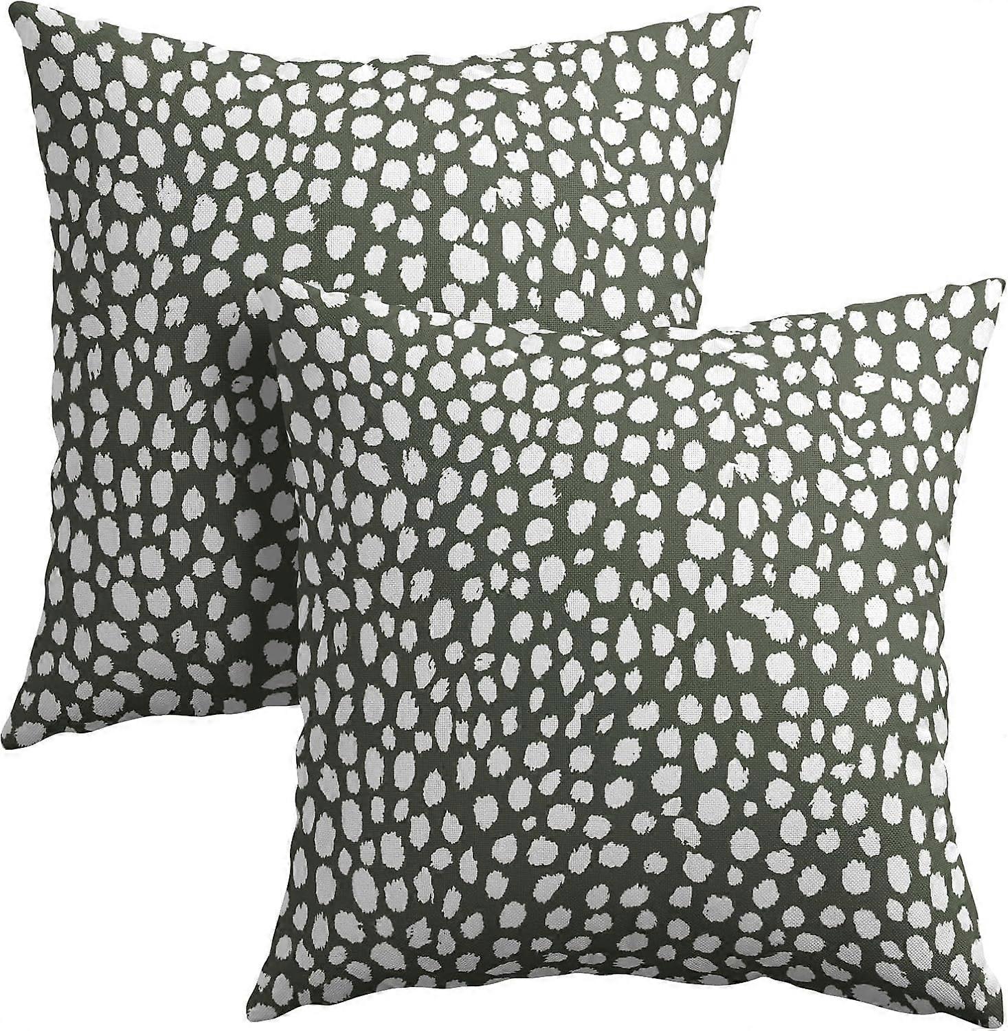 ダークセージグリーンクリームドット枕カバー20x20インチ自由奔放に生きるデザイン水玉スロー枕カバー2つのモダンなトレンディなプリント枕カバーコットンリネンC
