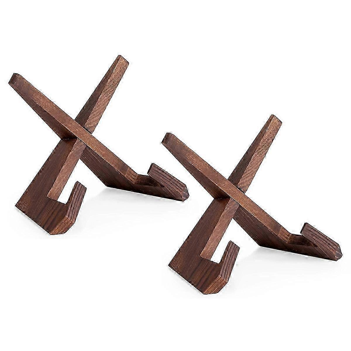 2PCS 6.5 Inch Plate Holder Display Stand, Wooden Picture Frame Stand, Decorative Table Top Easels f