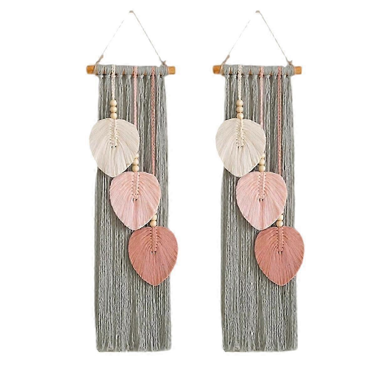 Handvävd bomullsrep lövtapet bohemisk heminredning väggbonad grå