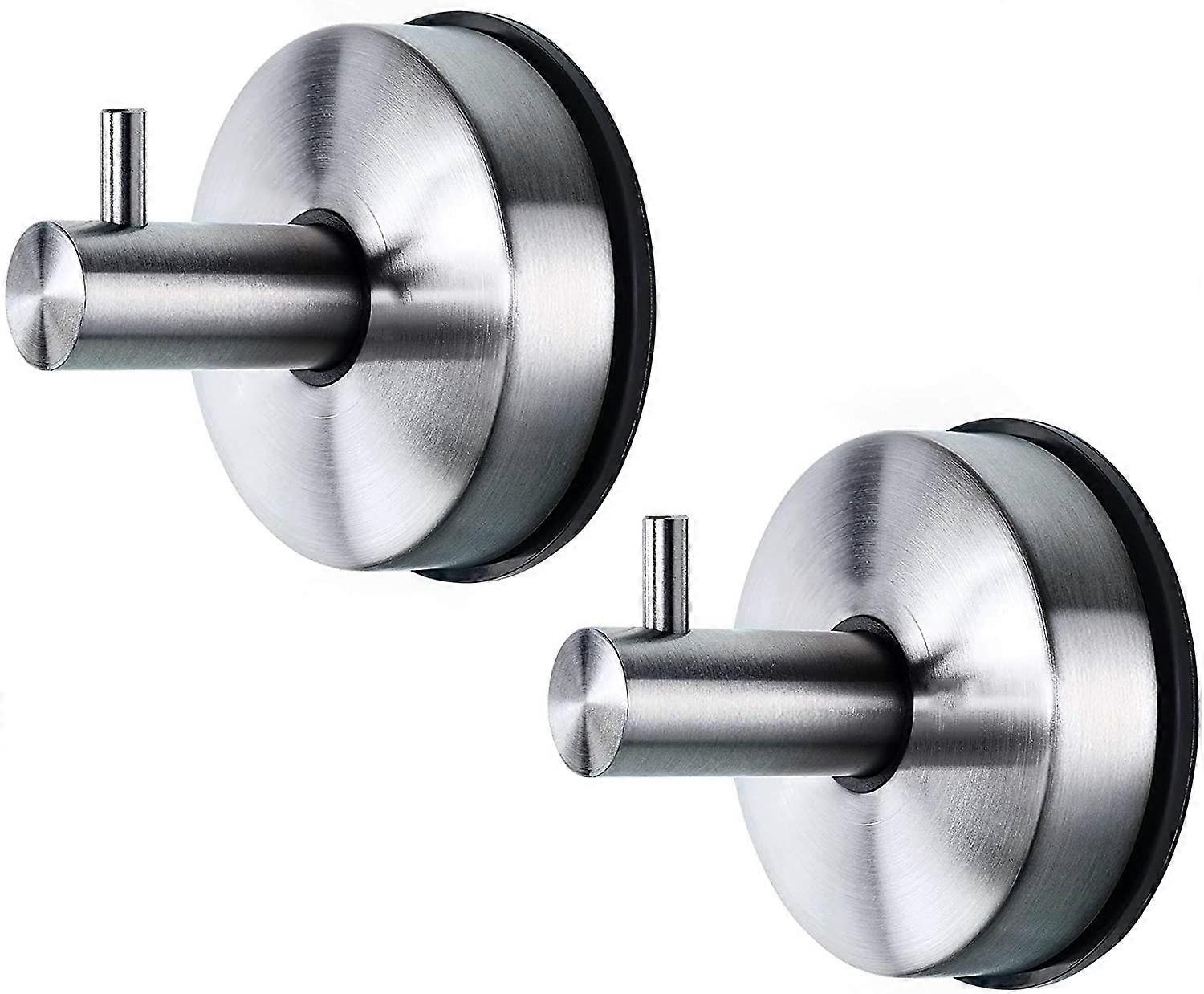 2Pcs Vacuum Suction Cup Hooks No Drill Brushed Finish