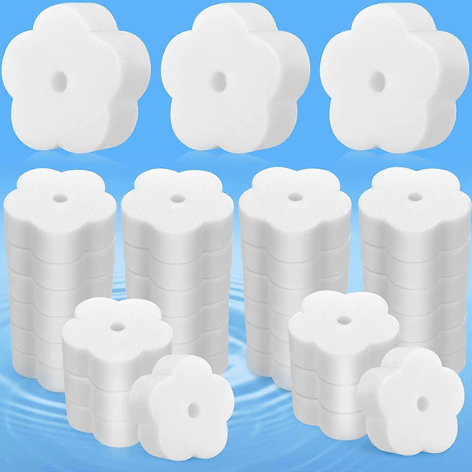 40 Pieces Oil Absorbing Sponge Flower Shaped Creamy Foam Oil Absorbing Sponge for Use in Hot Tub, Spa and Swimming Pool