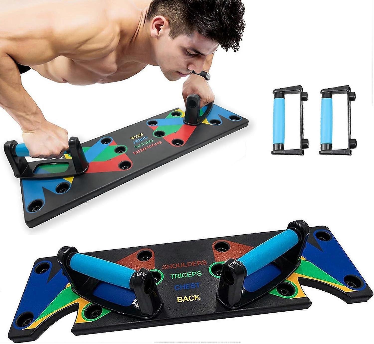 9 In 1 Body Building Push Up Rack Board, Multifunction Muscle Body Trainer Work Out Rack, Color Coded Fitness Pushup Stands Workout Equipment for Gym,