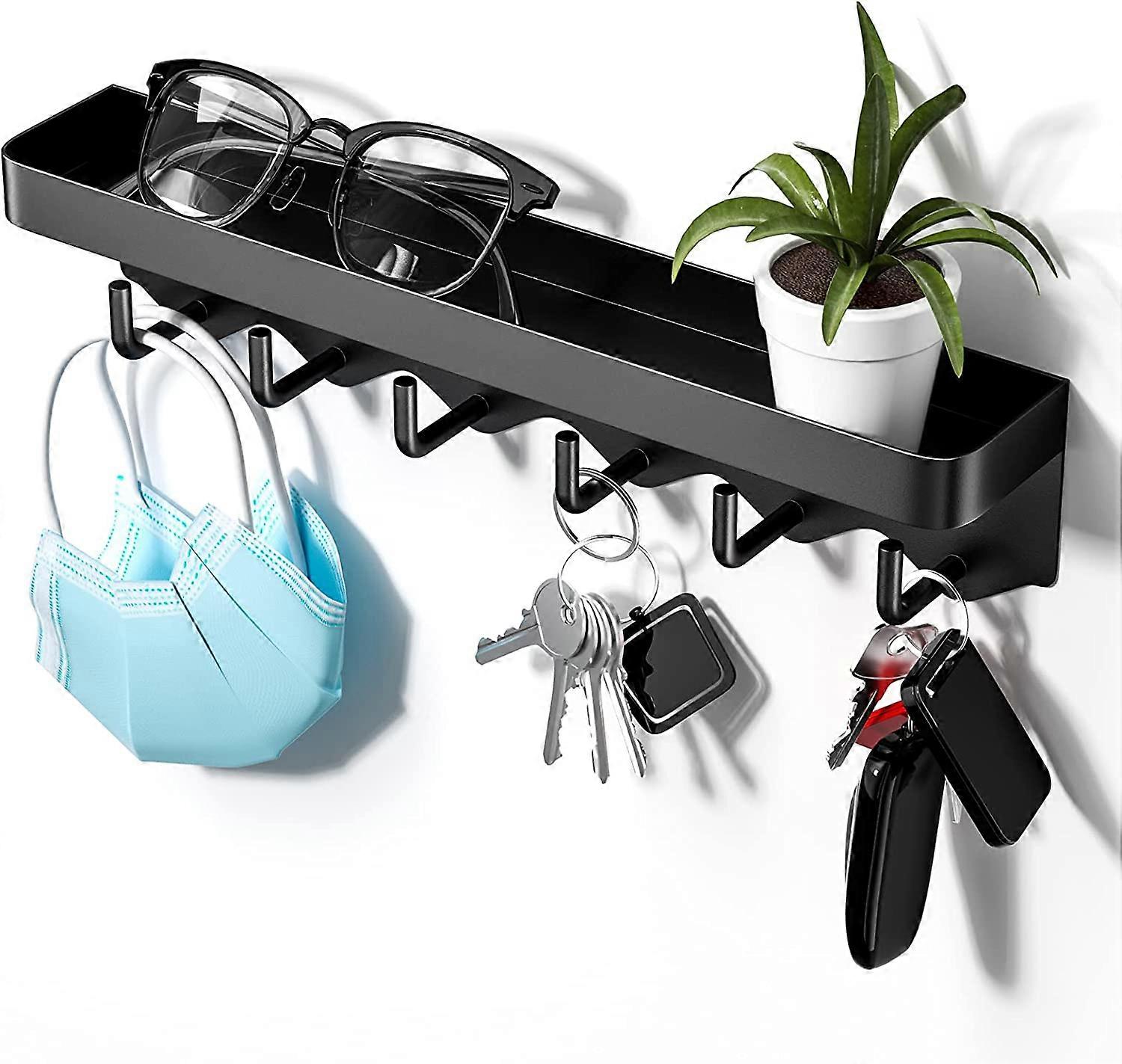 wall-mounted key holder with 6 hooks, small portable wall-mounted key holder without drilling, decorative wall-mounted key box for storing keys and ma