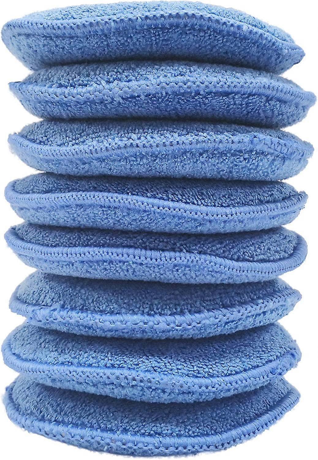 8 pads for wax application - microfiber - blue - 12 cm
