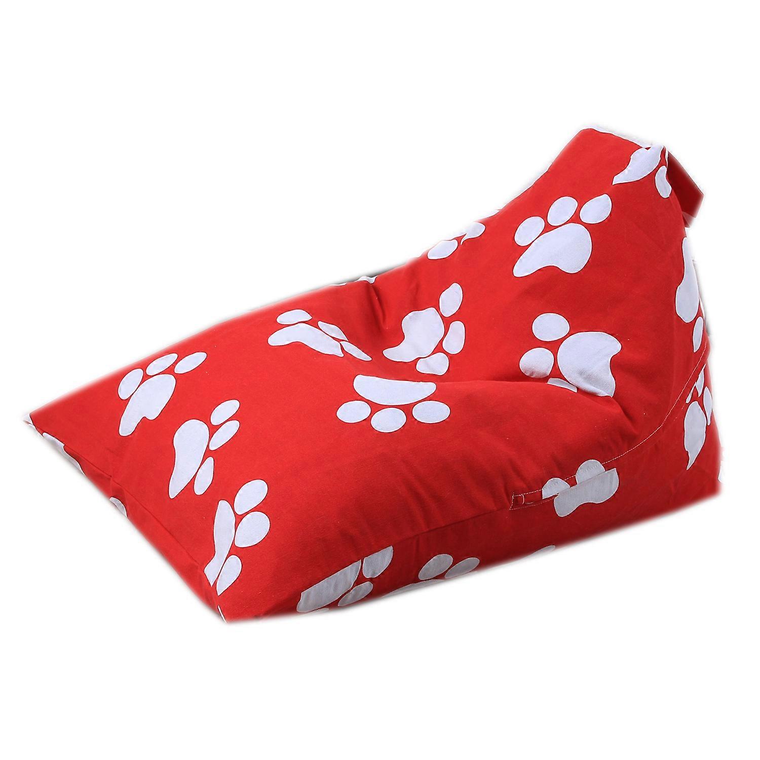 Red Paw PrintsStuffed Animal Storage Beanbag Kids Toy Organizer Plush Seat with Handle Premium Canvas Seat for Kids and Adults Comfortable Lounger