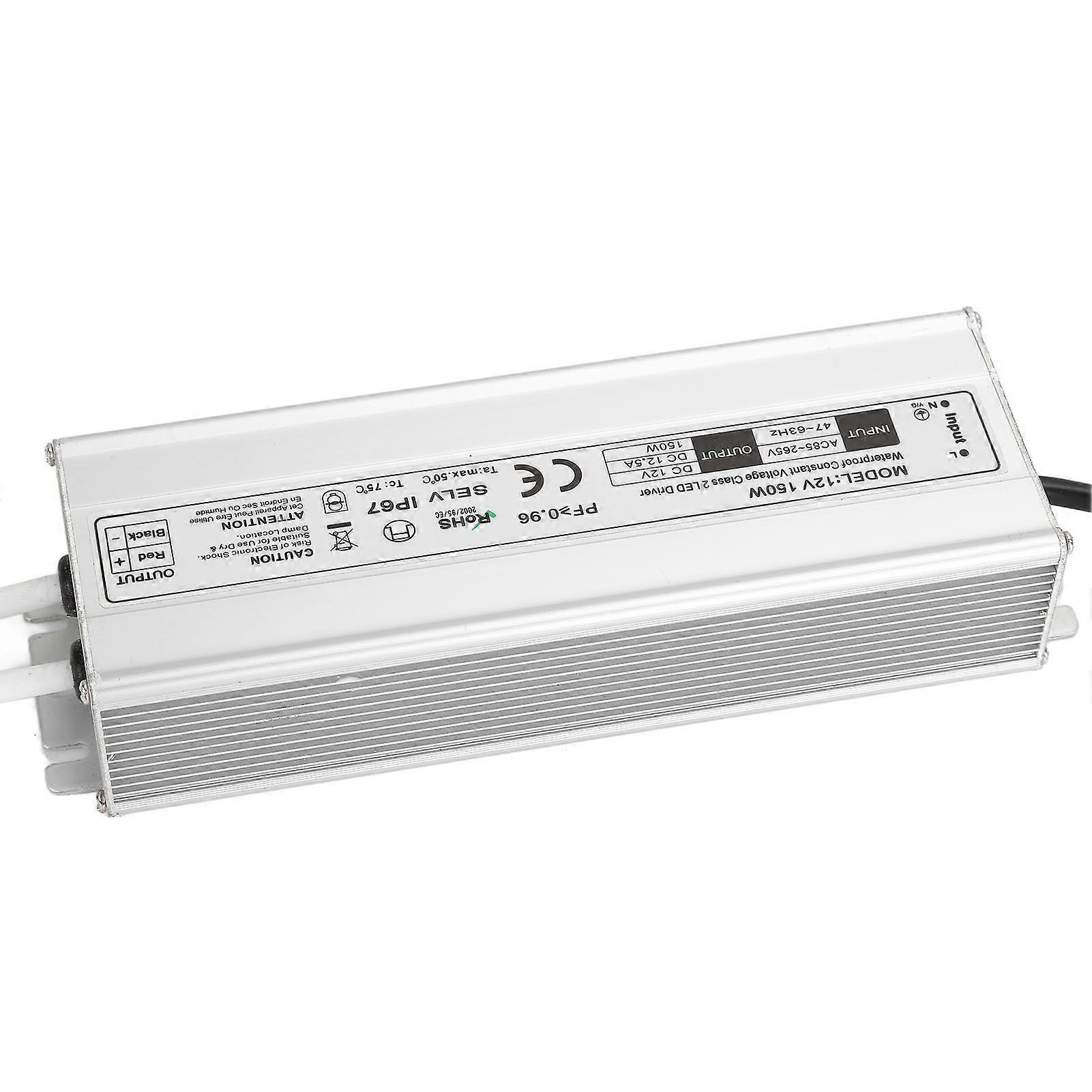 LED Driver Waterproof IP67 Constant Voltage Power Supply Transformer Adapter 150W AC85265VEU Plug 12V 012.5A Output
