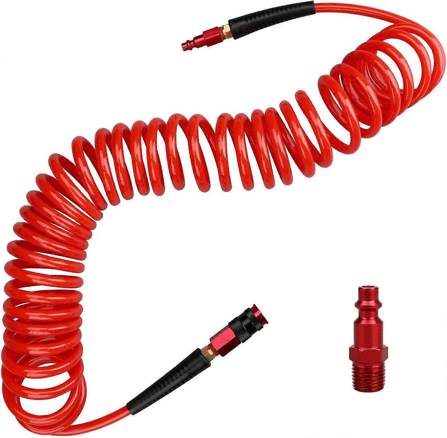 Compressor Hose with 1/4" Industrial Universal Quick Connect and I/M Plug Kit, Red