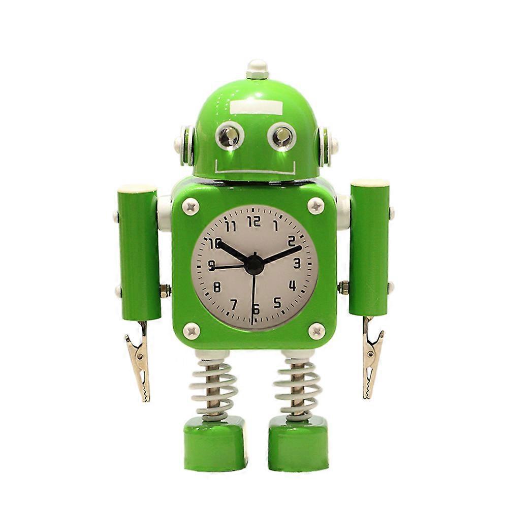 Robot student alarm clock creative desk small desk clock Green