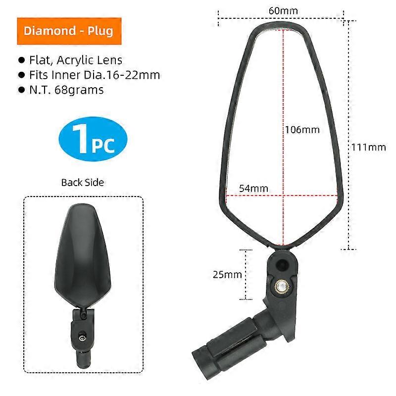 Bicycle 1PC Mirror Universal Left Right Mount Acrylic Convex or Flat Lens Rear View Sight Reflector Angle Adjustable