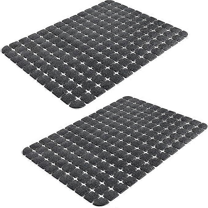 Set of 2 sink mats for sinks, 40 x 30 cm sink protectors for the bottom of the sink, plates and glassware drain mat (black)