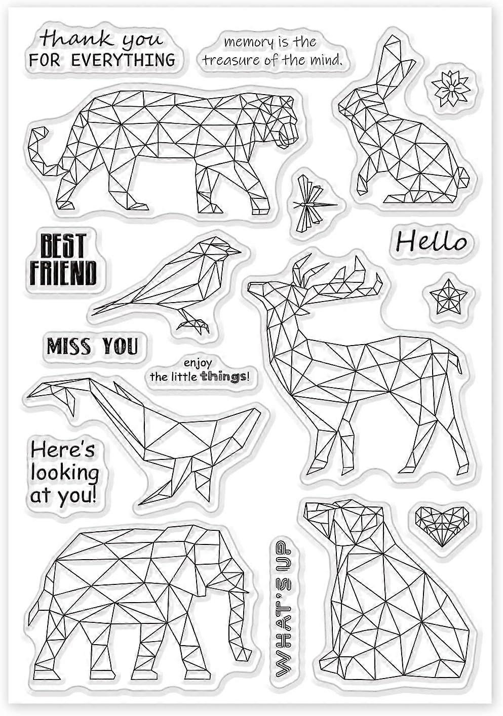 1sheet Animal Pattern Clear Stamps Elephant Rabbit Bird Transparent Rubber Stamps Clear Paper Craft Stamps