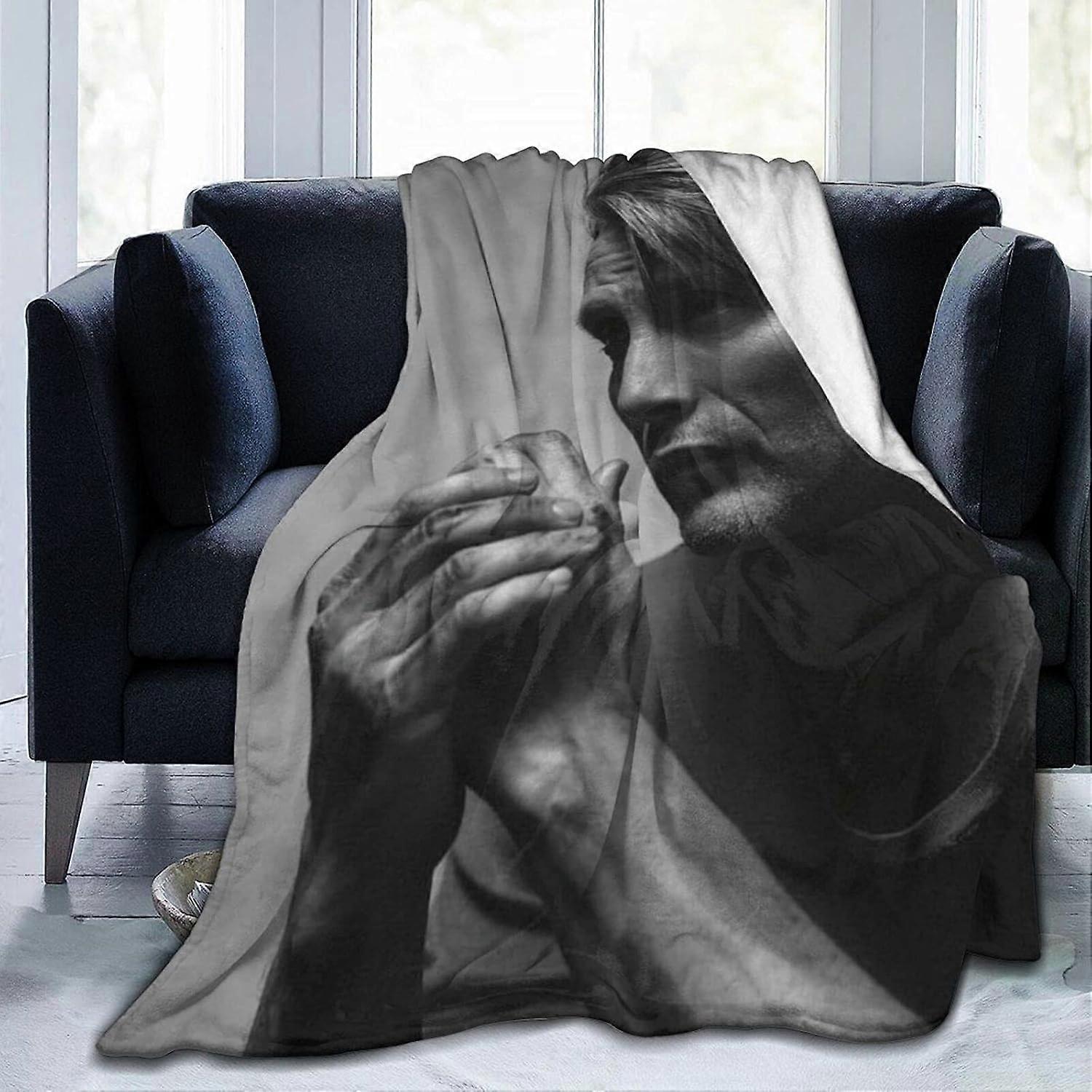 Mads Mikkelsen Blanket Ultra-Soft Flannel Blanket 3D Print Fluffy Plush Blanket Bedding Decor Throw Blanket for Living R-DW10090