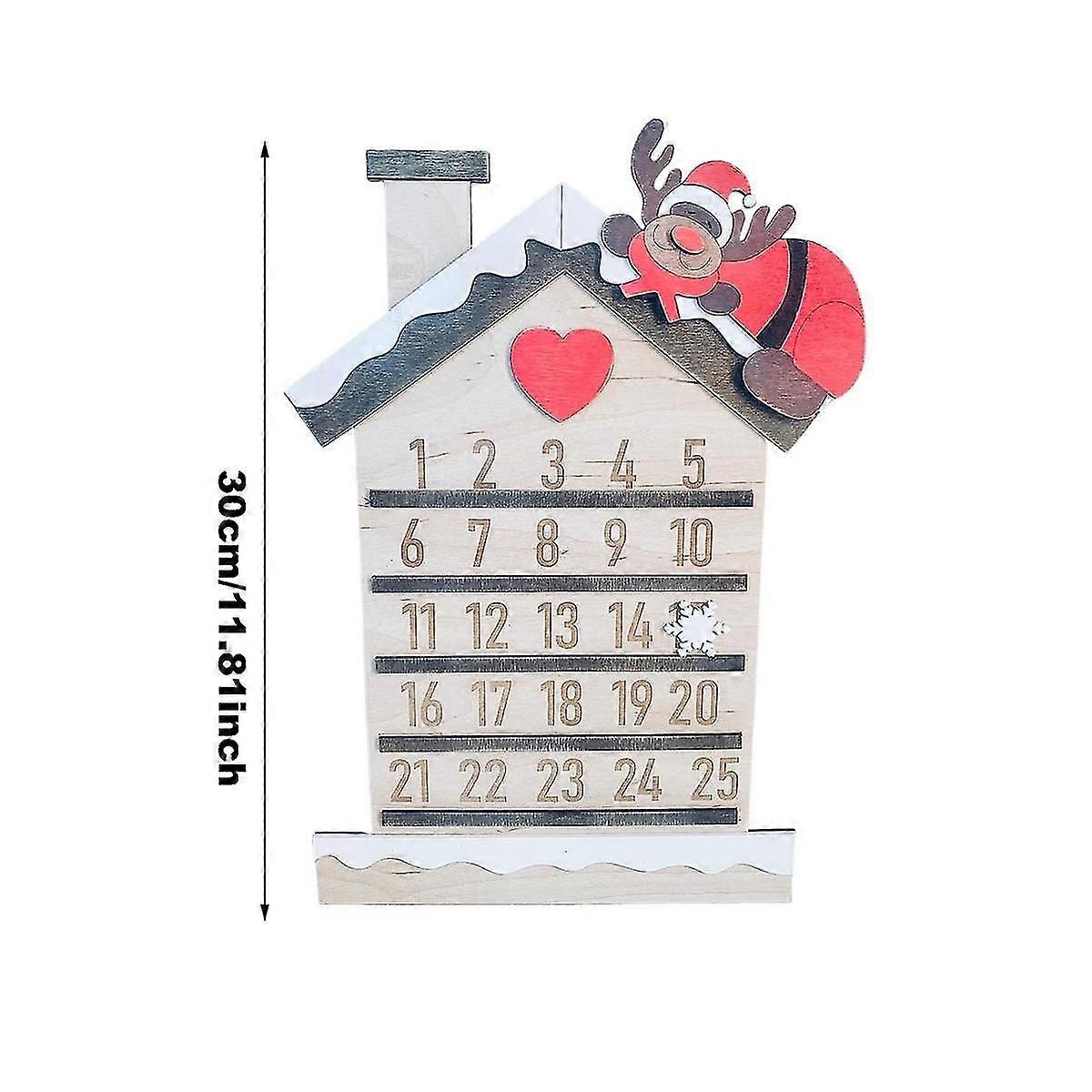 Christmas Collection Decorative & Reusable Wooden Countdown Calendar, 11.8inch, Santa Beard C