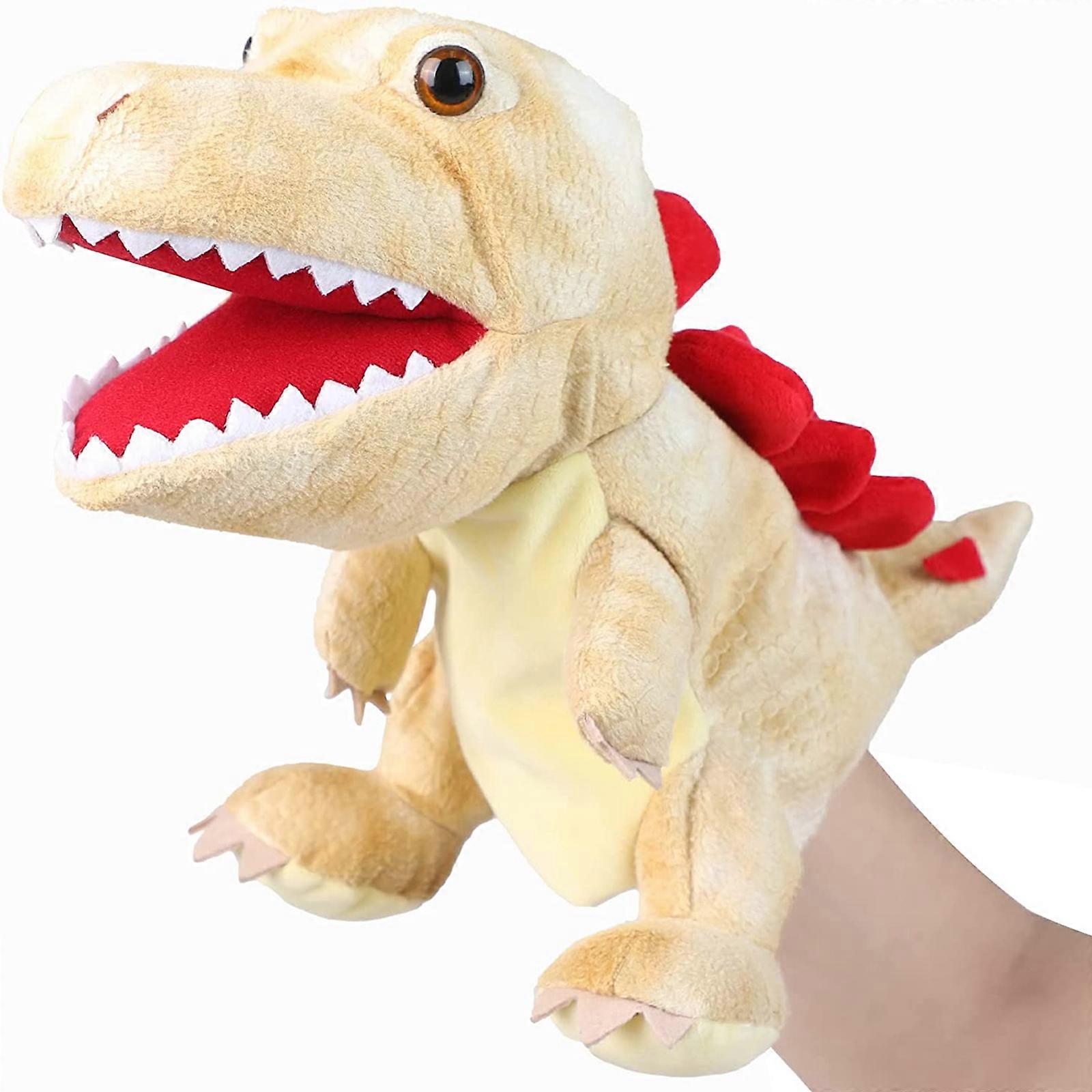 Plush Dinosaur Hand Puppet with Open Movable Mouth for Imaginative Play, Role Play, Interactive Toy Birthday Gift for Kids