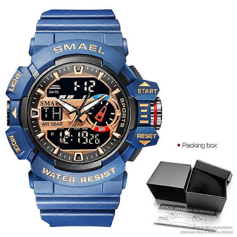 SMAEL Yellow Sports Electronic Digial Watches Men Alarm Clock Dual