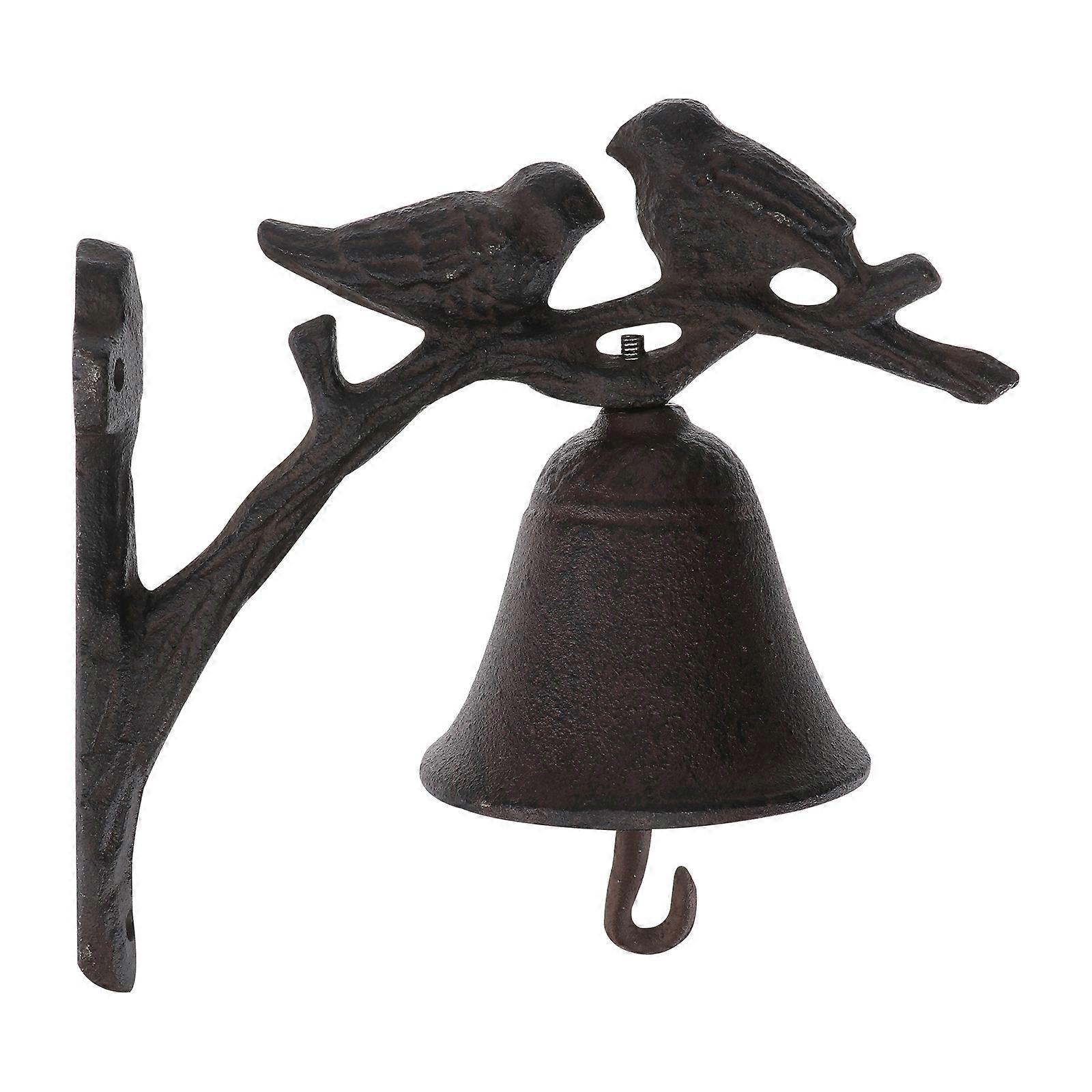 1 قطعة ديكور خمر جرس الباب ريفي الحديد الزهر الحب الطيور جرس الباب
