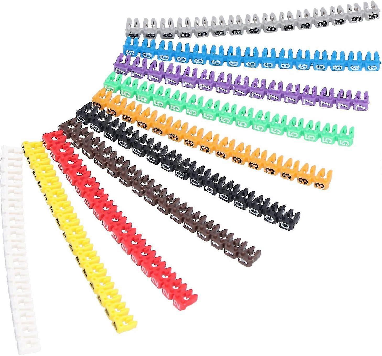 Cable Marker, 0-9 Coded Clip-on String Wire Marking, Plastic Cable Identification Wire Cord Cable Marker
