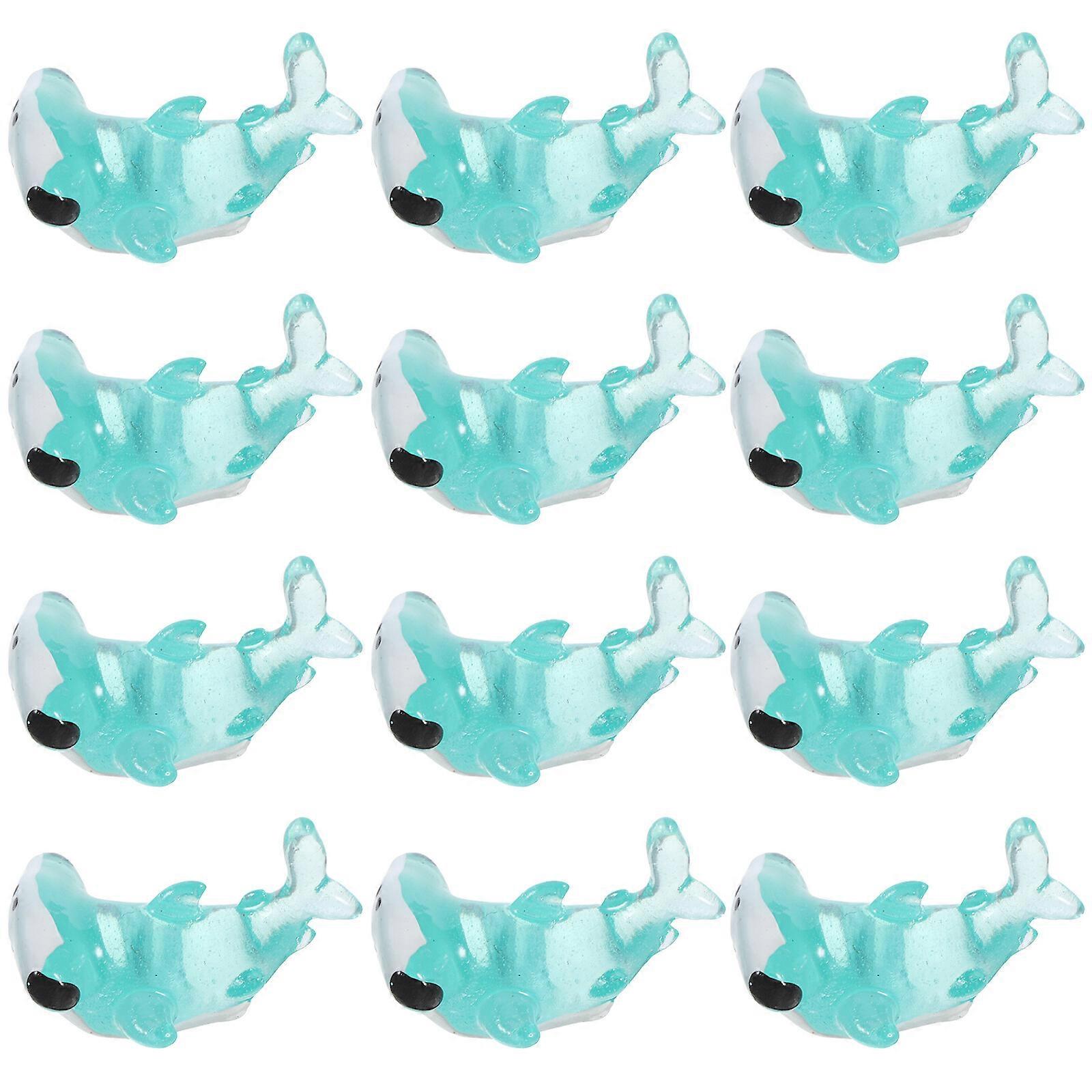 12Pcs  Cute Micro Landscape Shark Decorations Resin Shark Simulation Shark Figures