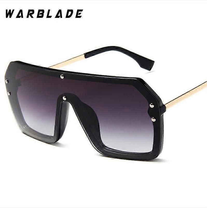 WarBLade 2019 Fashion Vintage Oversized Square Sunglasses Men One Piece Lens Big Frame Sun glasses For Women UV400 Silver Mirror