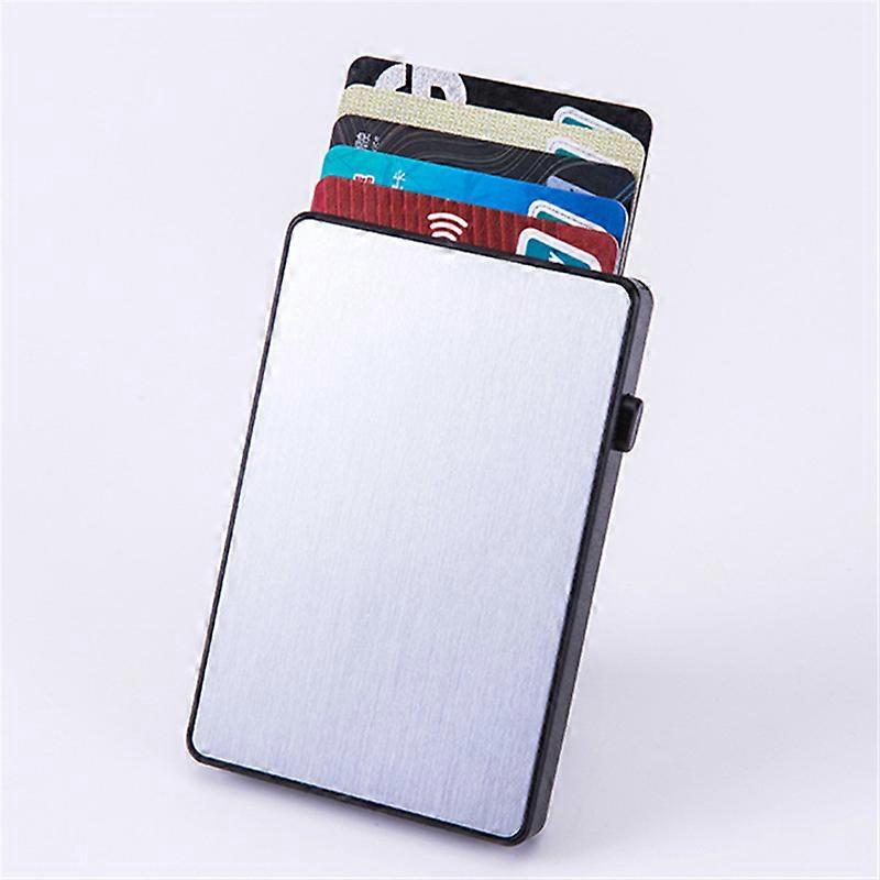 Bisi Goro Men's Wallet Thin RFID Blocking Pop-up Button Anti-theft Card Holder Case Aluminum Single Card Holder Box Smart Wallet