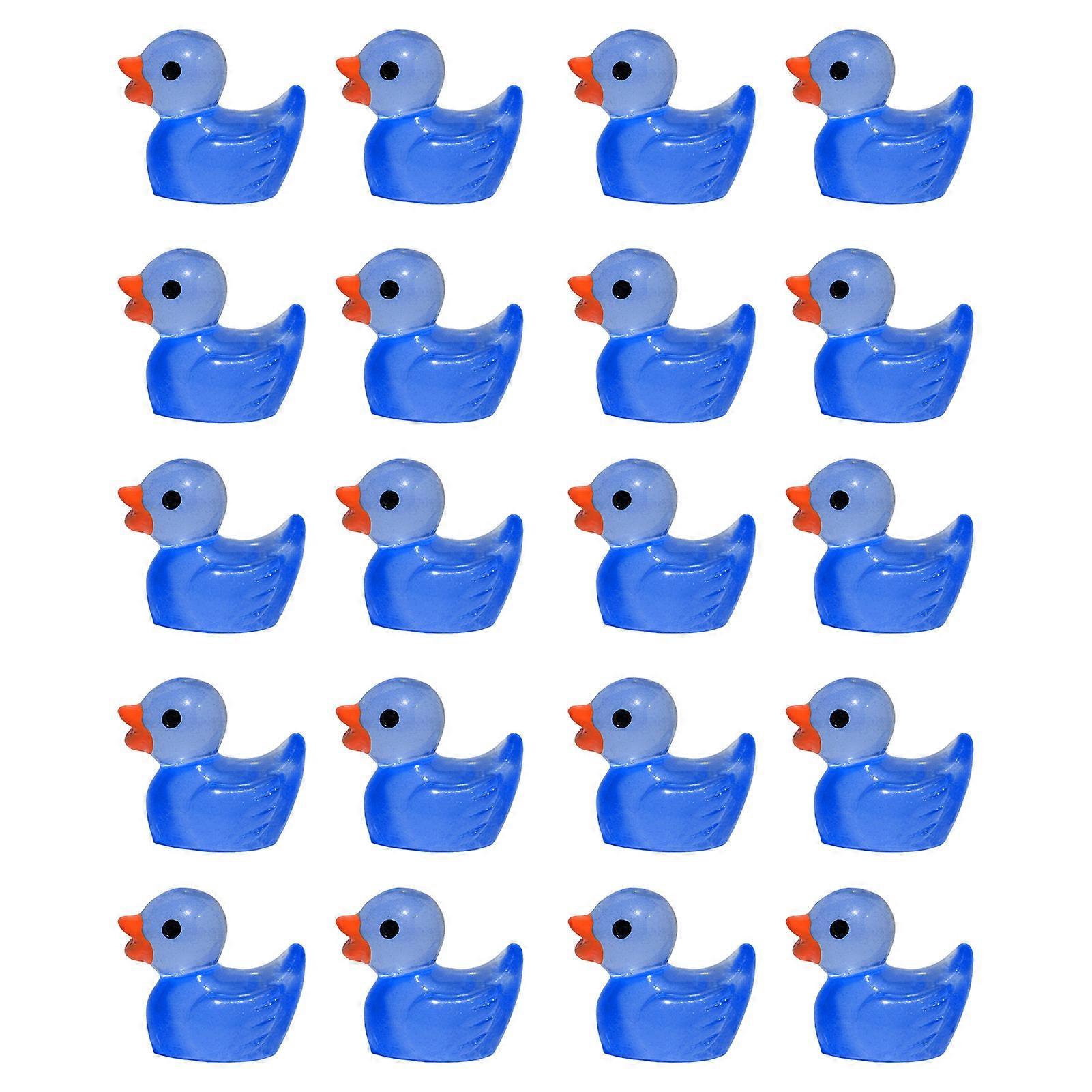 20Pcs Mini Duck Glow-in-the-dark Resin Duck Ornaments Adorable Duck Sculptures for Garden Home Party Decoration Jikaix