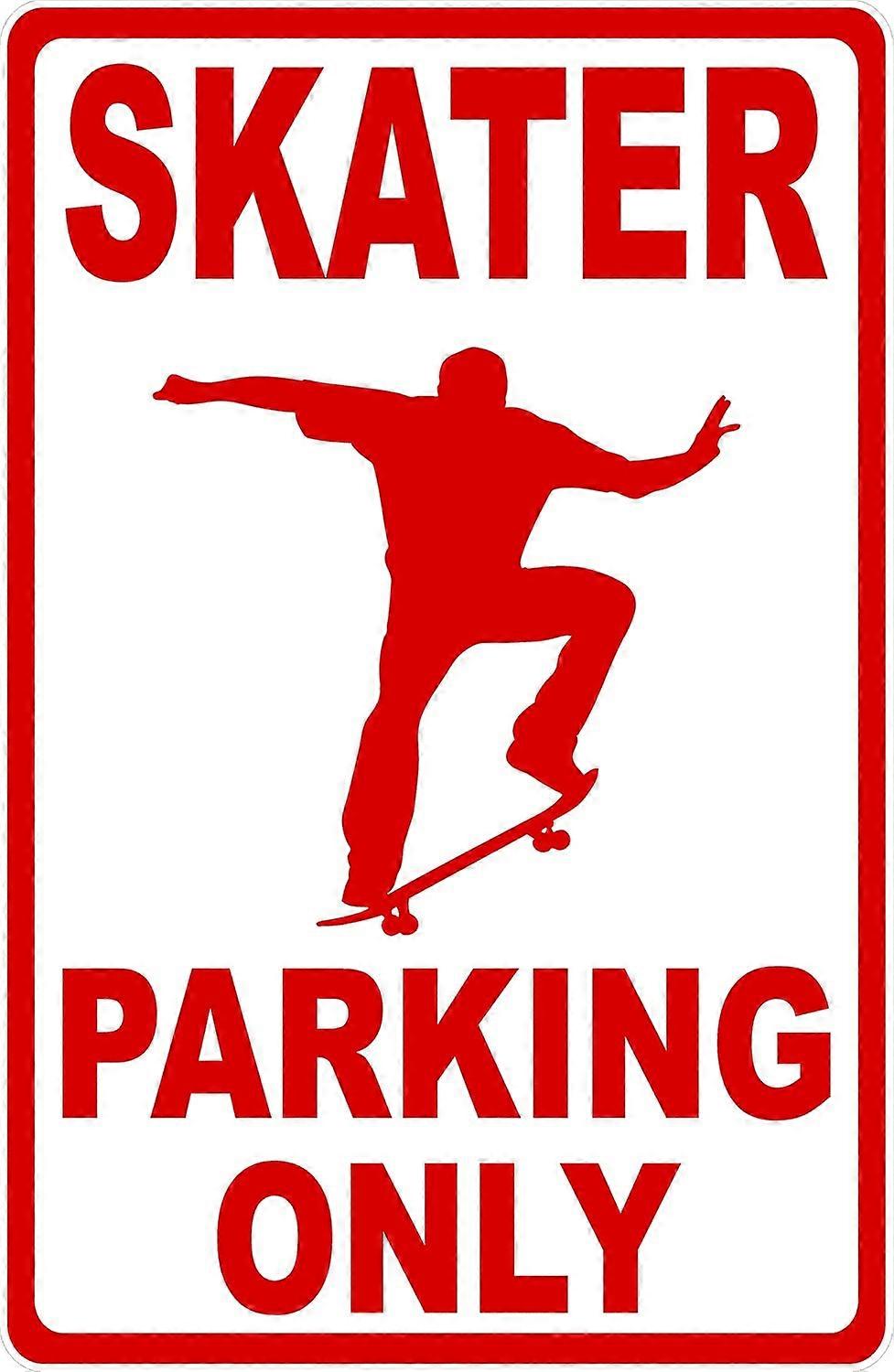 Skater Parking Only Teken. 12x18 Metaal.