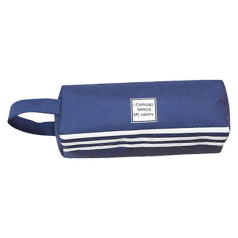Pencil Bag Solid Color Double-layer Letter Stripe Rectangular Double Zippers Large Capacity Stationery Bag for School Qinhai