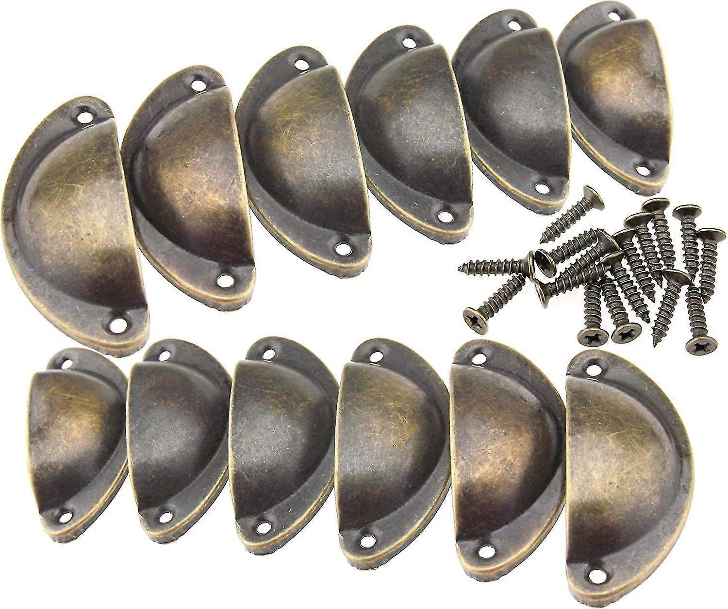 12pcs Retro Half Moon Drawer Pulls Kitchen Cupboard Door Handles Bronze