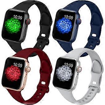 4-pack Slim Band Kompatibel med Apple Watch Band 42mm 44mm för Kvinnor Män