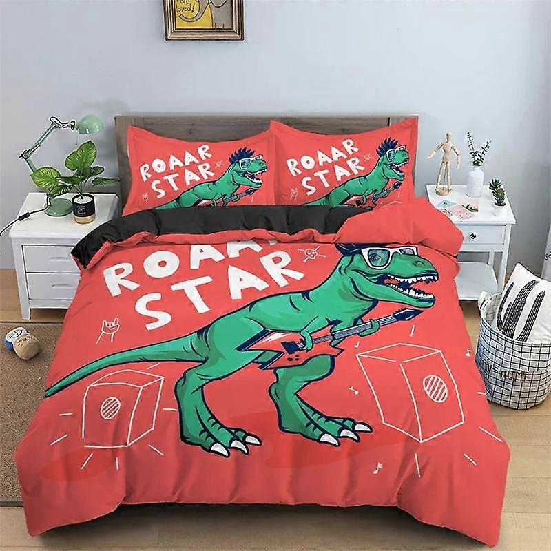 a282 Povlečení Dinosauří vzor Povlak na přikrývku Sada přikrývek Povlak na polštář Chlapci Dívky Dospělí3dílná sada povlečení (1 povlak na přikrývku + 2 polštáře 