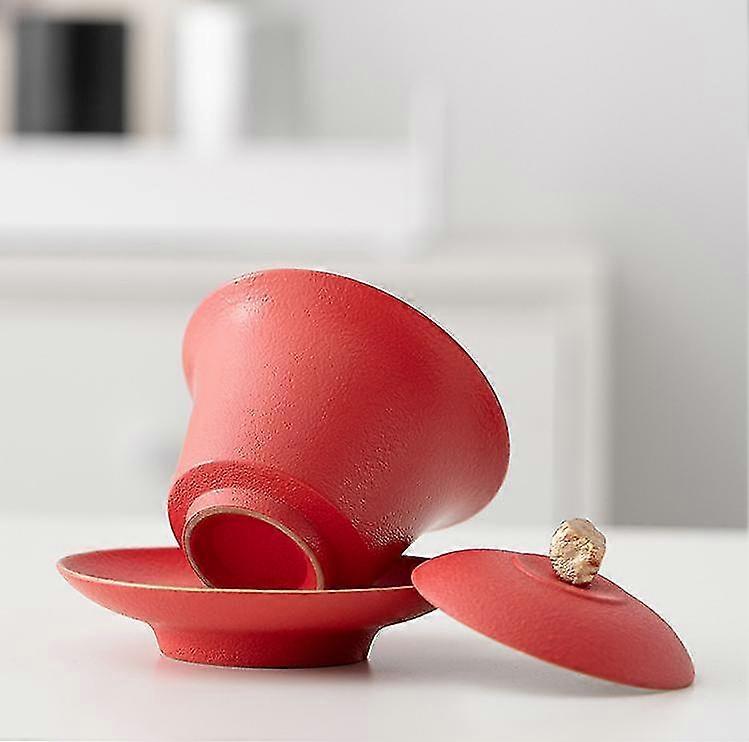 black pottery tea set red festive kung fu tea set