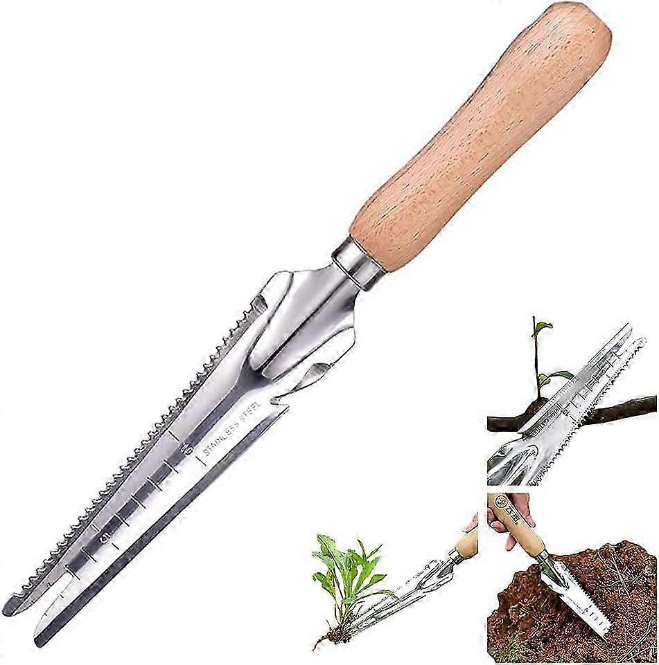 Stainless Steel Serrated Garden Weeding Tool - Manual Weed Puller with Scale