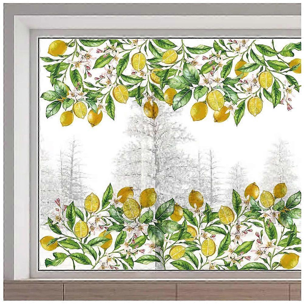 PVC Window Static Stickers Rectangle Shape for Window Decoration Lemon 380x1160mm
