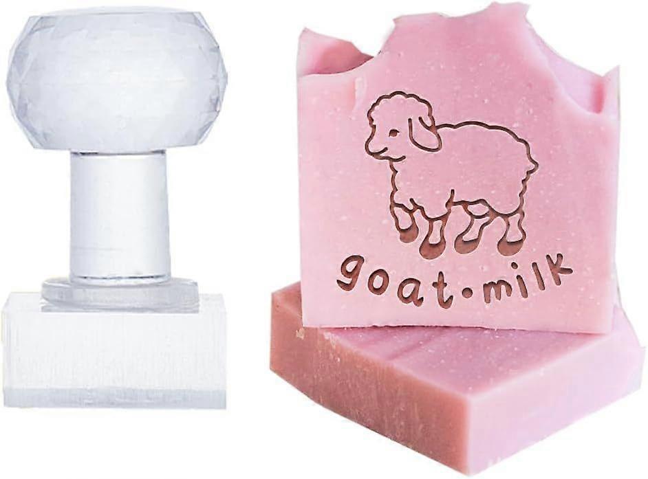 Goat Soap Stamp Text Soap Embossing Stamp Animal Acrylic Chapter Imprint Stamp for Handmade Soap Cookie Clay Pottery Stamp Biscuits Gummier Making Pro