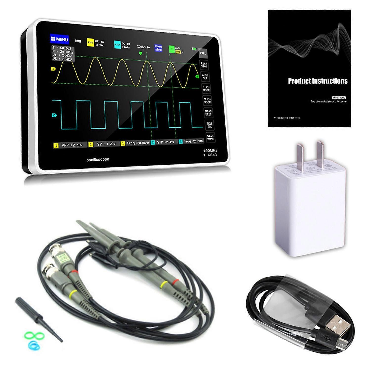 Digital Oscilloscopes 2 Channel USB Charging 1 GSa/s 100MHz Touchscreen Oscilloscope  110‑