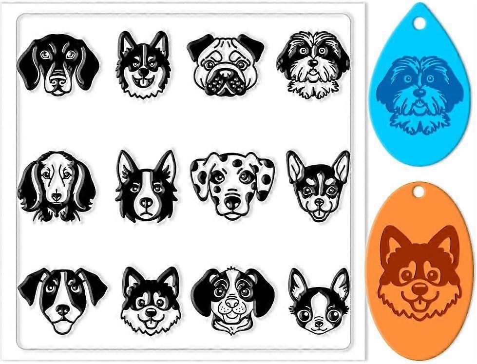 Clay Texture Sheets Dog Pattern Texture Stamp Sheets Animal Clear Clay Silicone Texture Sheets Silicone Clay Texture Mat for DIY Crafts Projects Earri