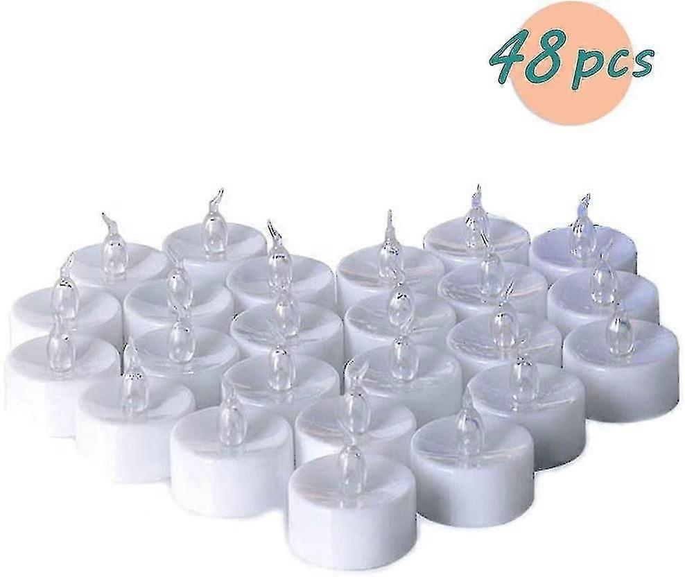 Flameless Led Tealight Candles - With Cr2032 Batteries - Flickering Effect - Warm White48pcs